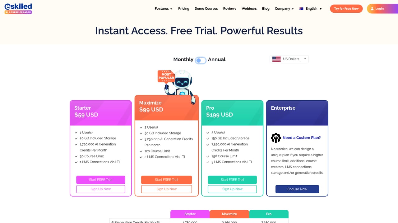 eSkilled AI Course Creator — Start a free trial account