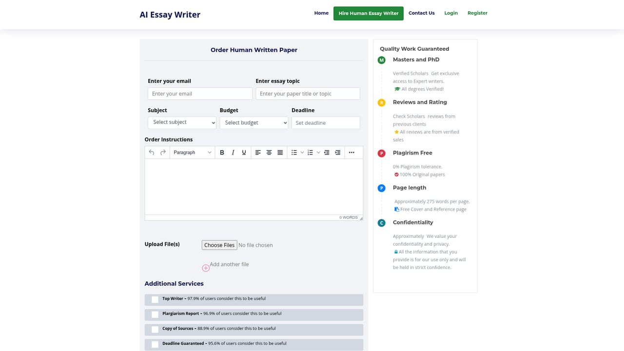 Essay Writer App — Enter your paper details