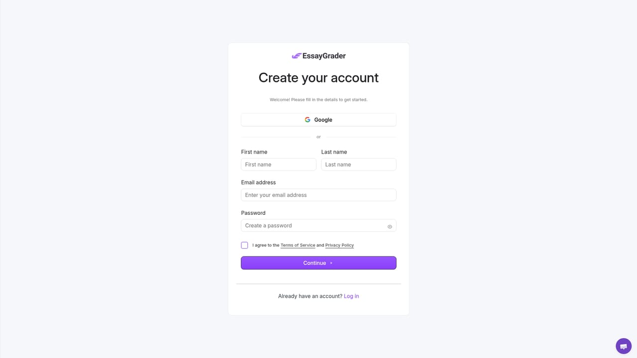 EssayGrader — Create your account