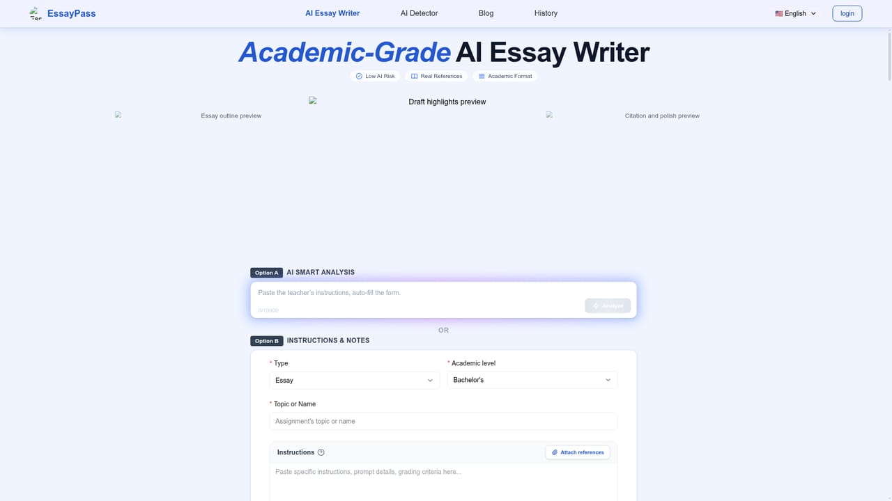 EssayPass — Open the essay writer page