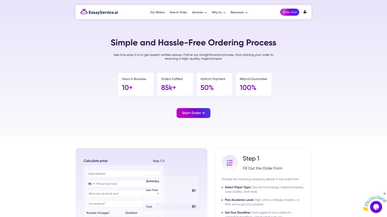 EssayService — Check the ordering process