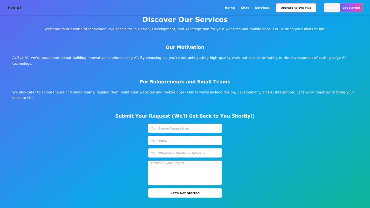 Eva AI — Review the services page