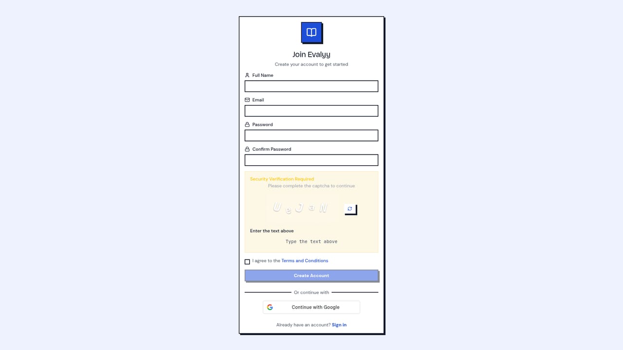 Evalyy — Create an account