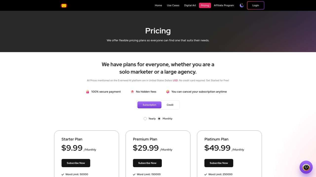 Everneed AI — Compare plans and subscribe