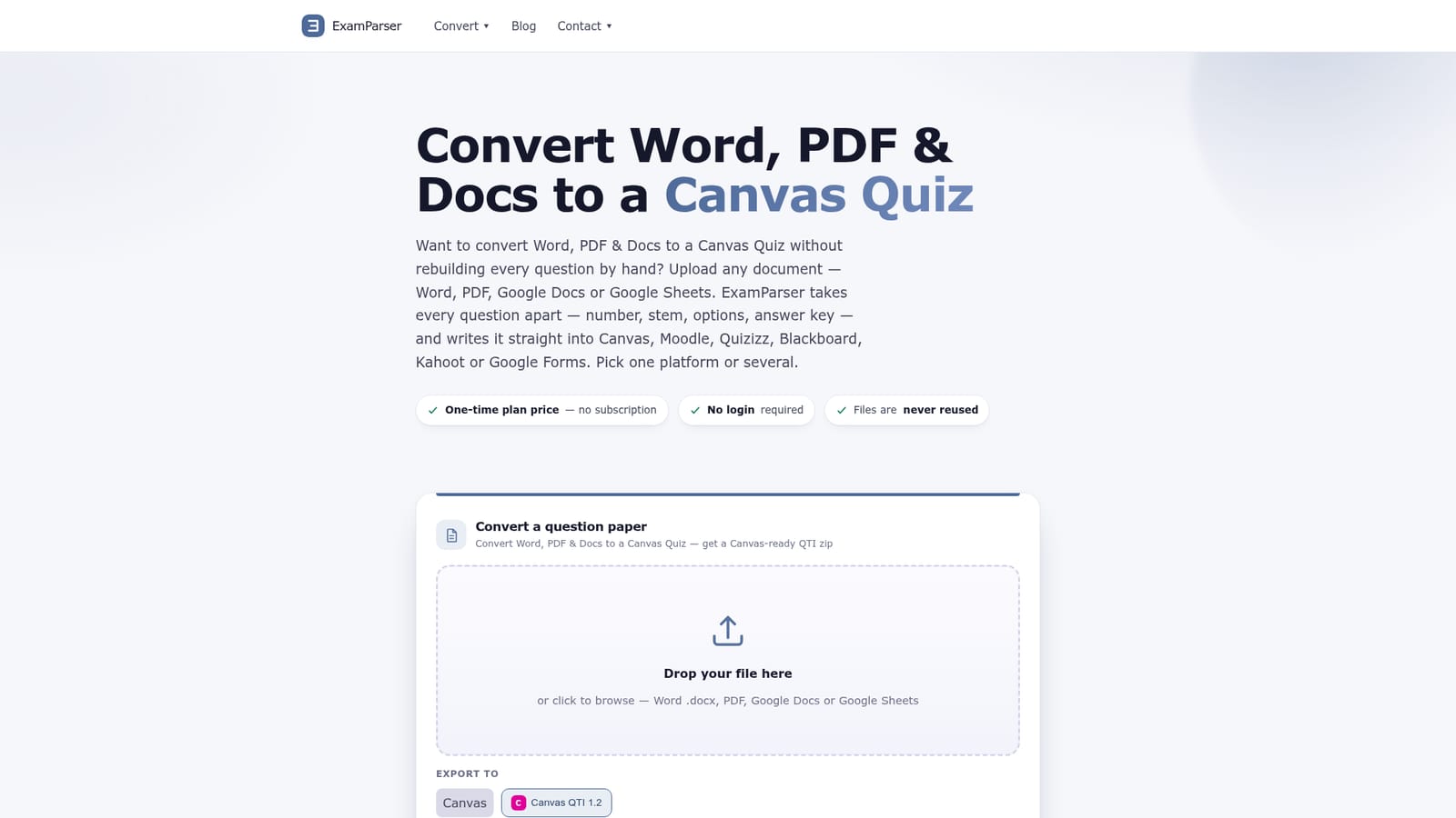 ExamParser — Upload the exam document