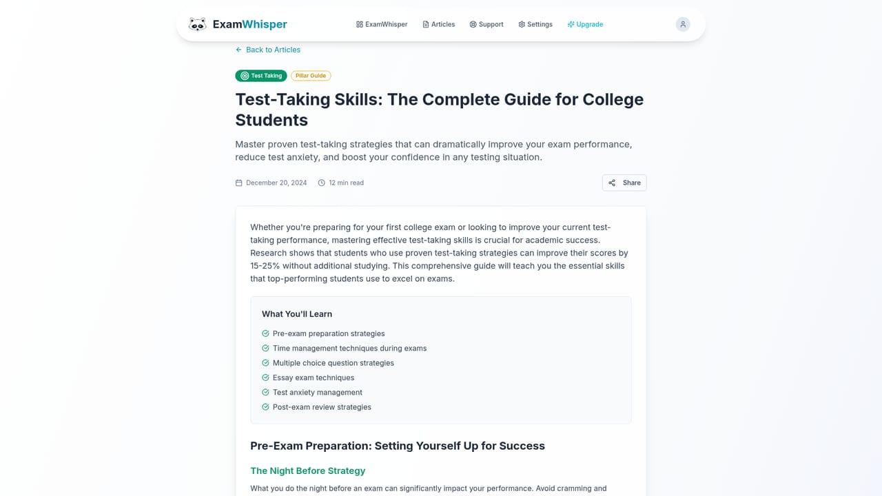 ExamWhisper — Read the exam strategy guides