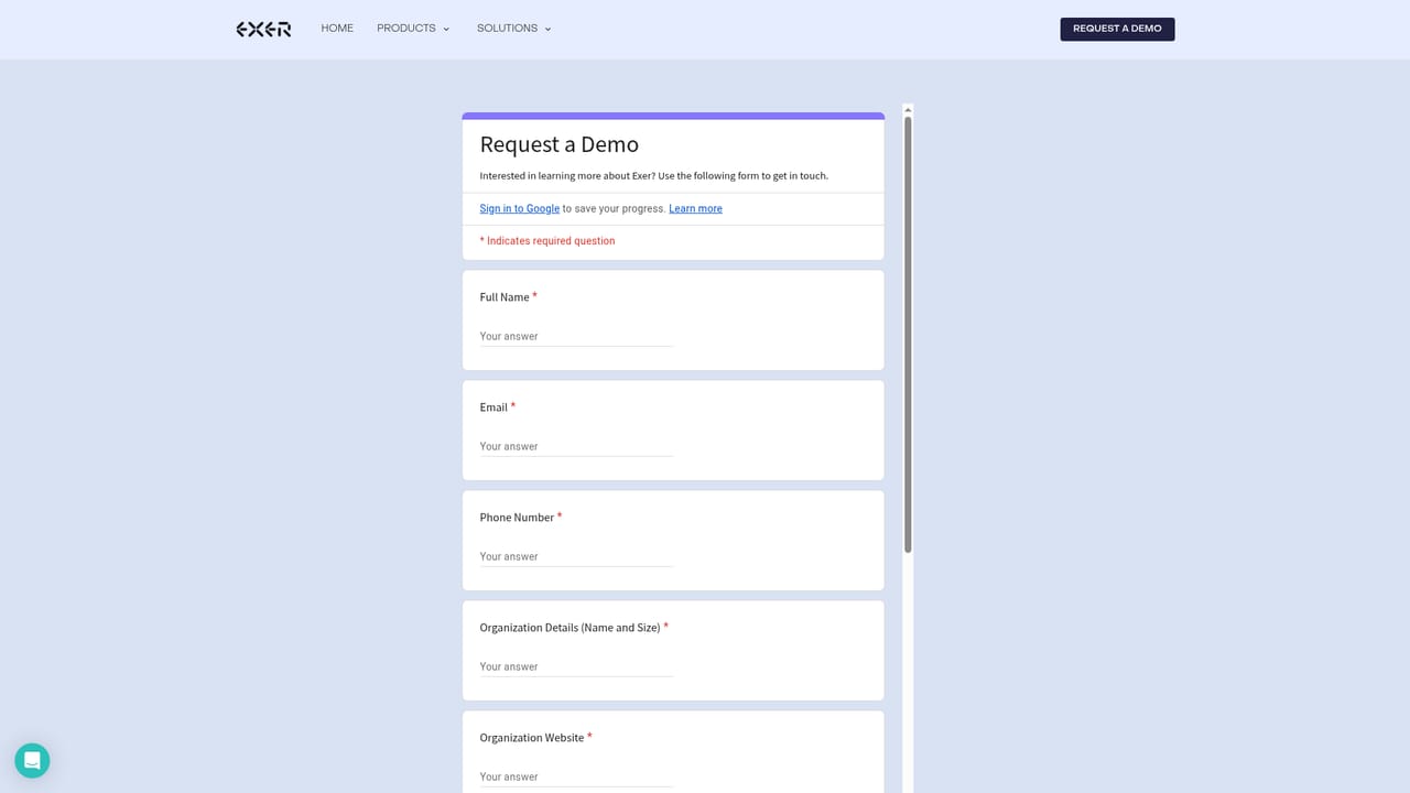 Exer AI — Request a demo through the connect page