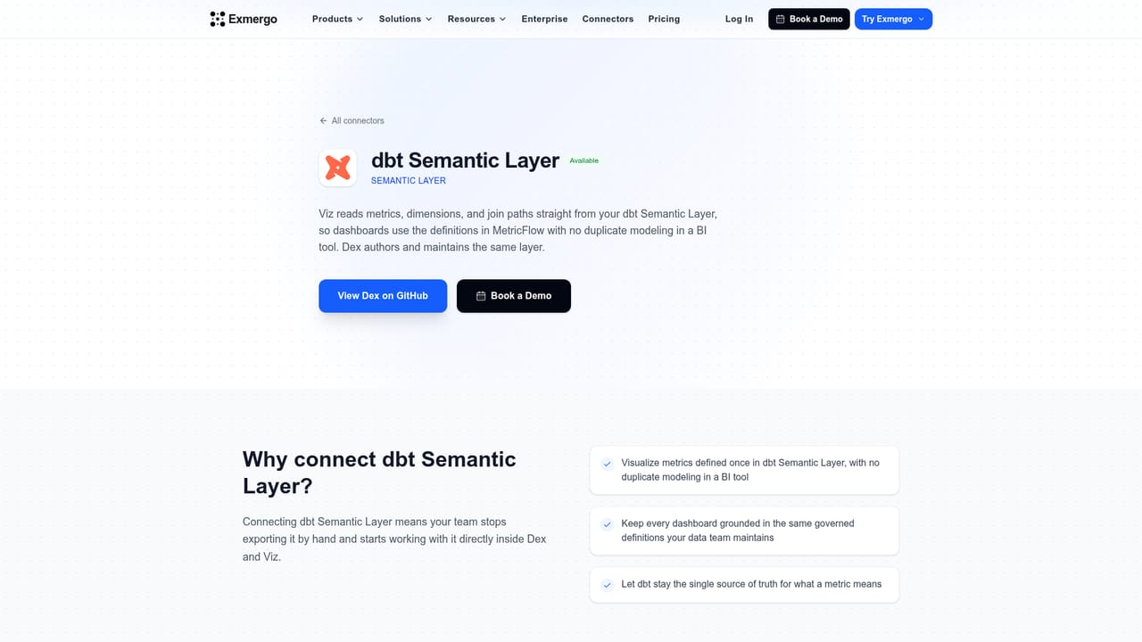 Exmergo Viz — Connect the dbt Semantic Layer