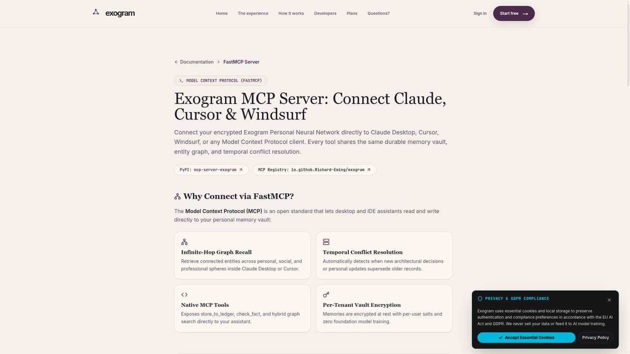 Exogram — Connect via MCP if you use agent tools