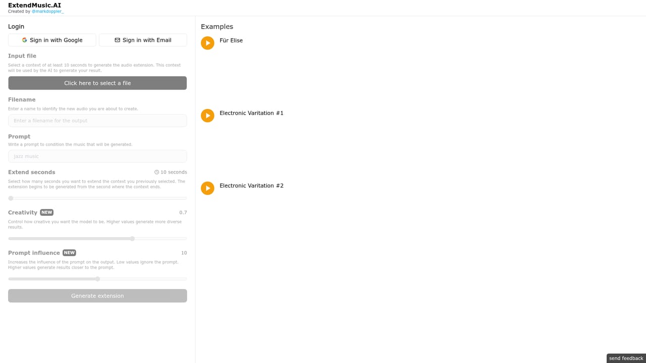 Extend music — Start a free run