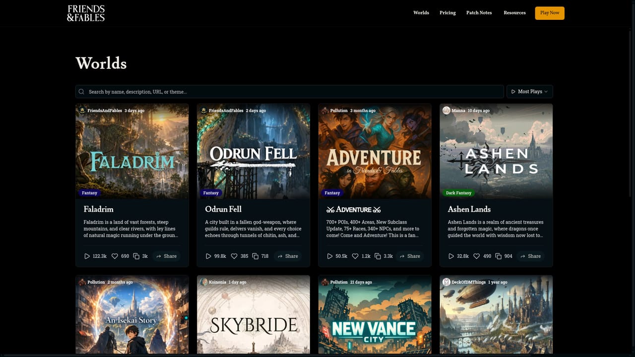 Fables.gg — Browse or pick a world