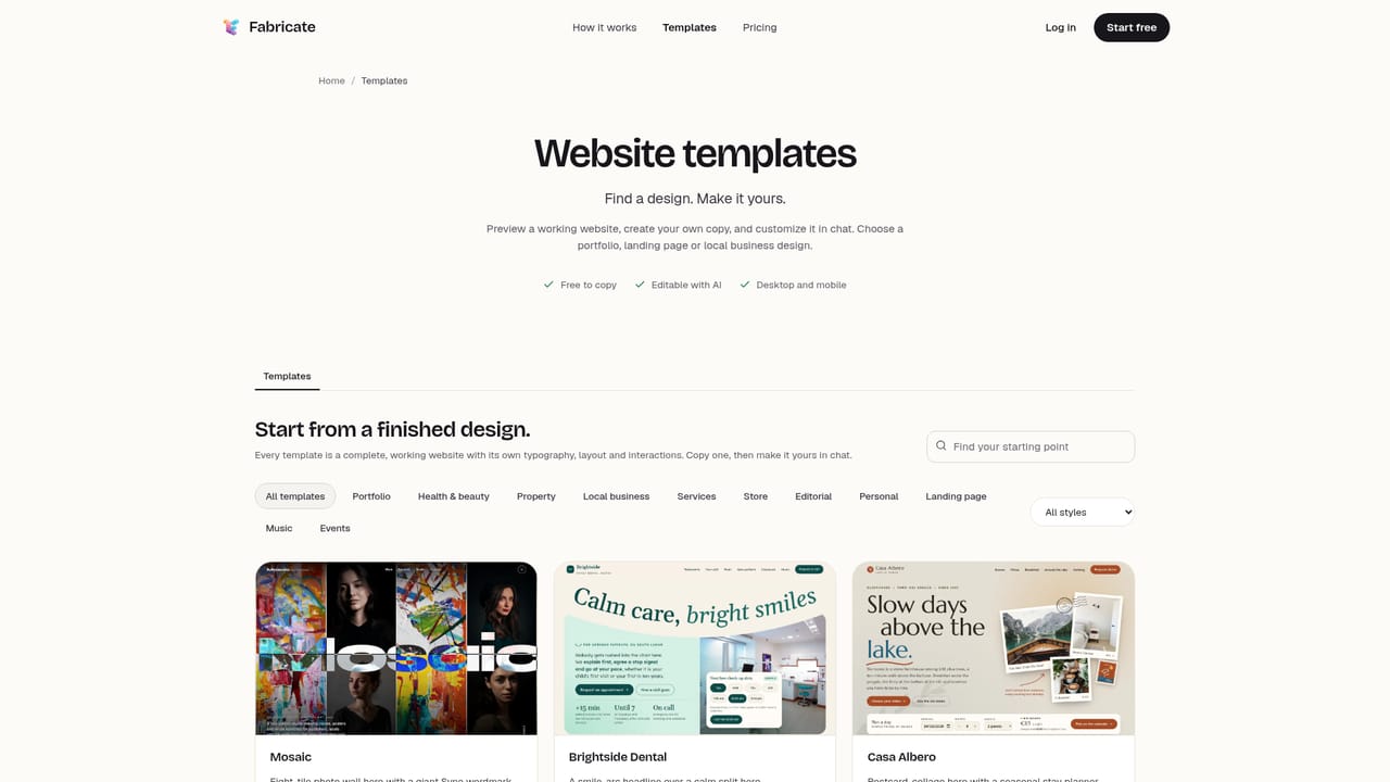Fabricate AI — Pick a template or starter idea if you want a head start