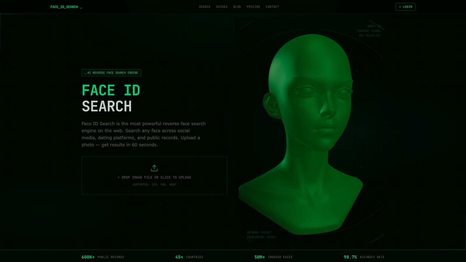 Face ID Search.com — Upload a photo and run the scan