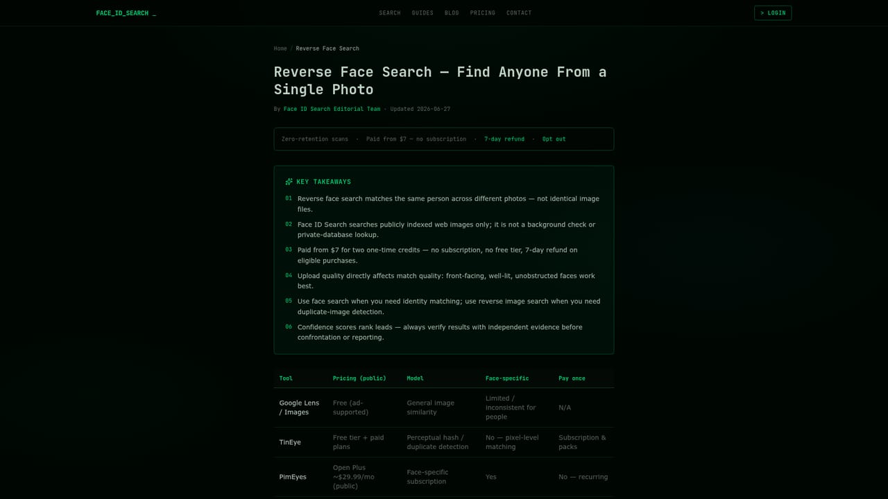 Face ID Search.com — Understand what a face search can and cannot do
