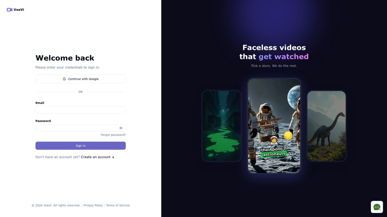 FacelessVideos — Open the video creator