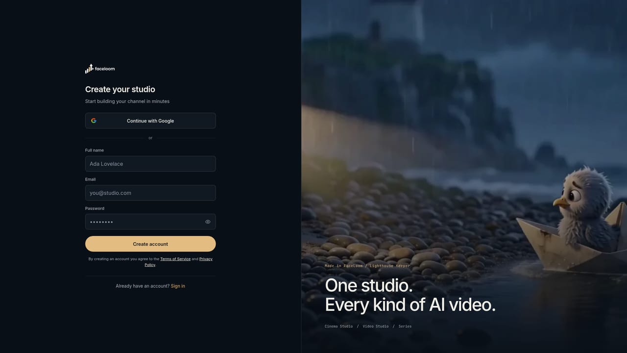 FaceLoom — Create an account