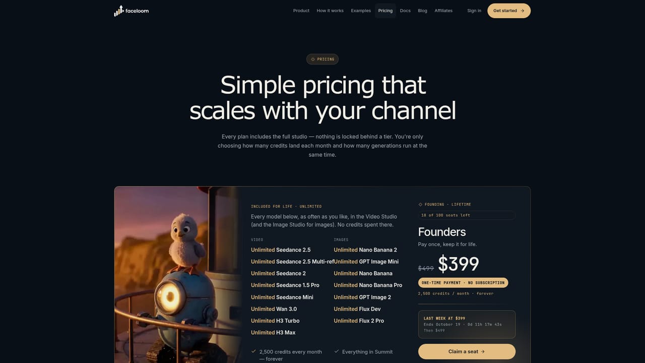 FaceLoom — Review plans and credits