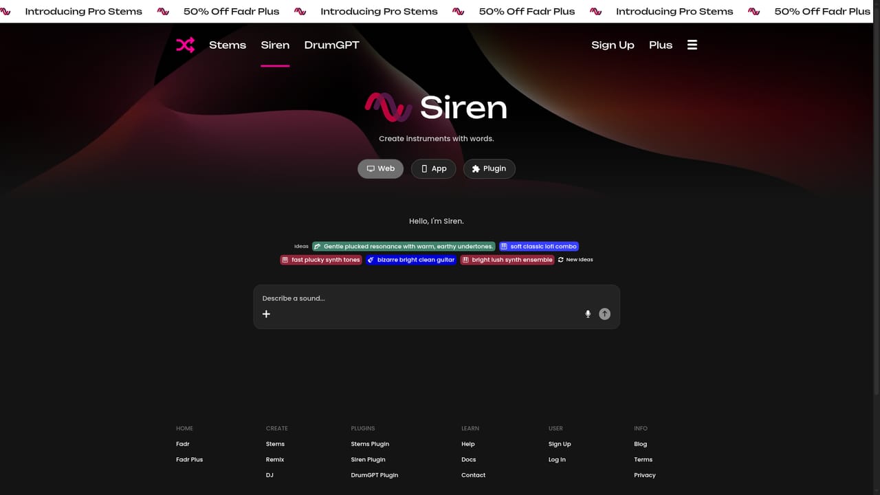 Fadr — Generate an instrument with Siren
