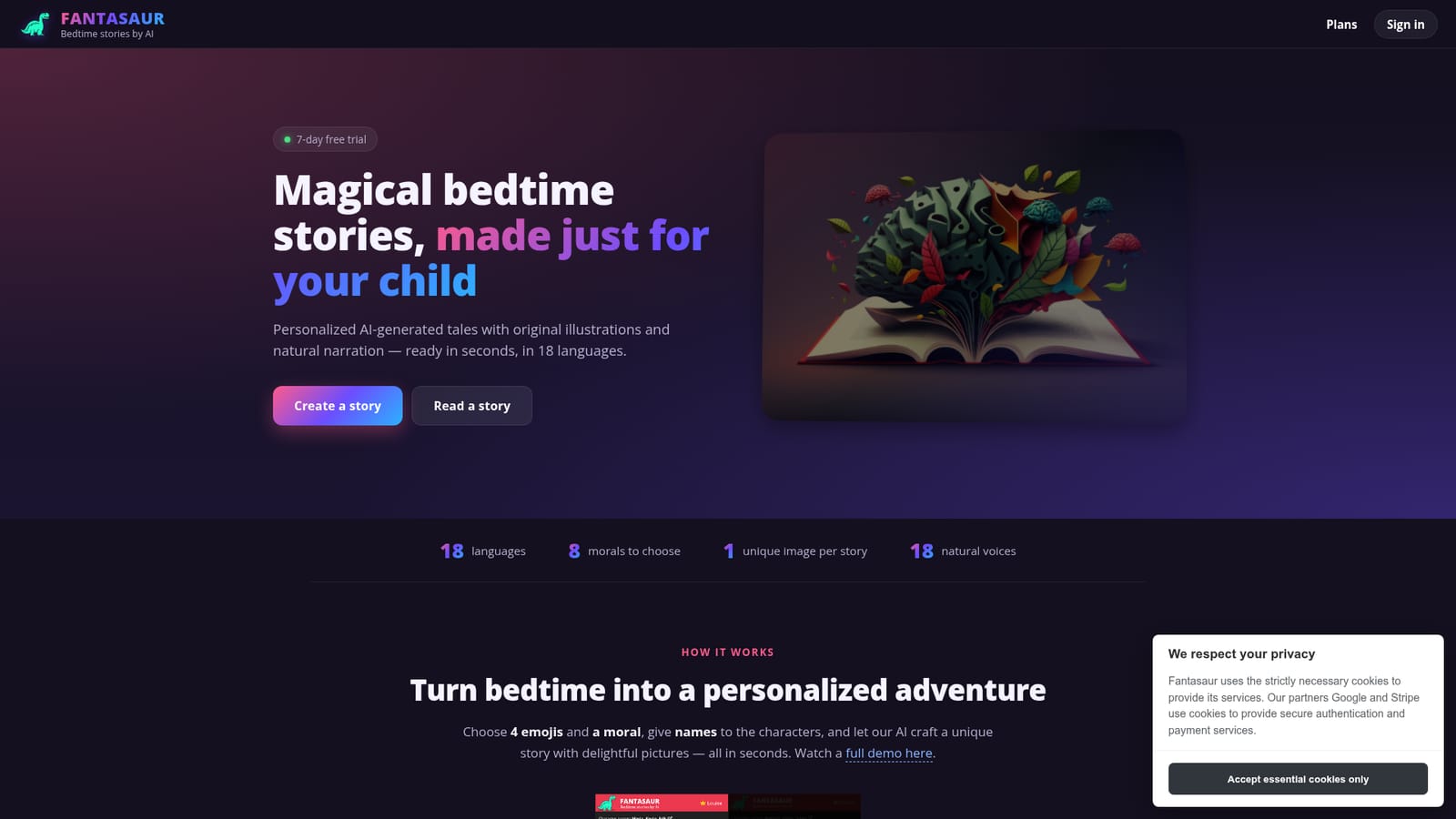 Fantasaur — Open Fantasaur and start a story