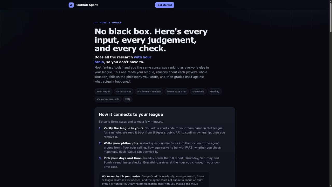 Fantasy Agent — Review the demo and the how-it-works page