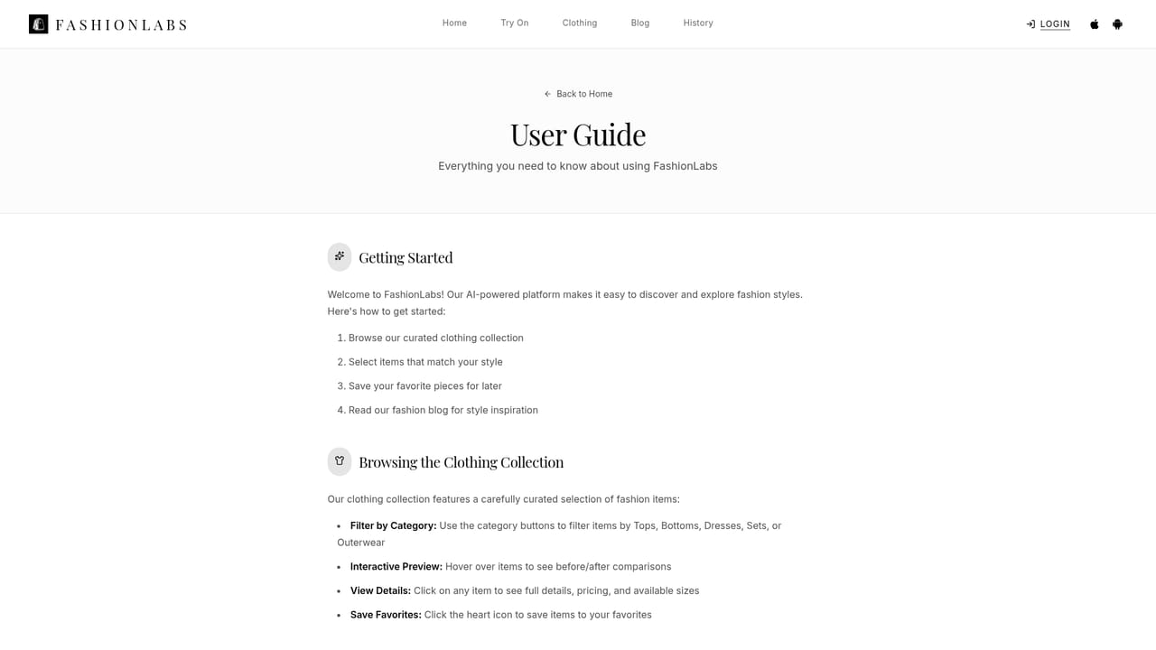 FashionLabs — Read the usage guide and FAQ