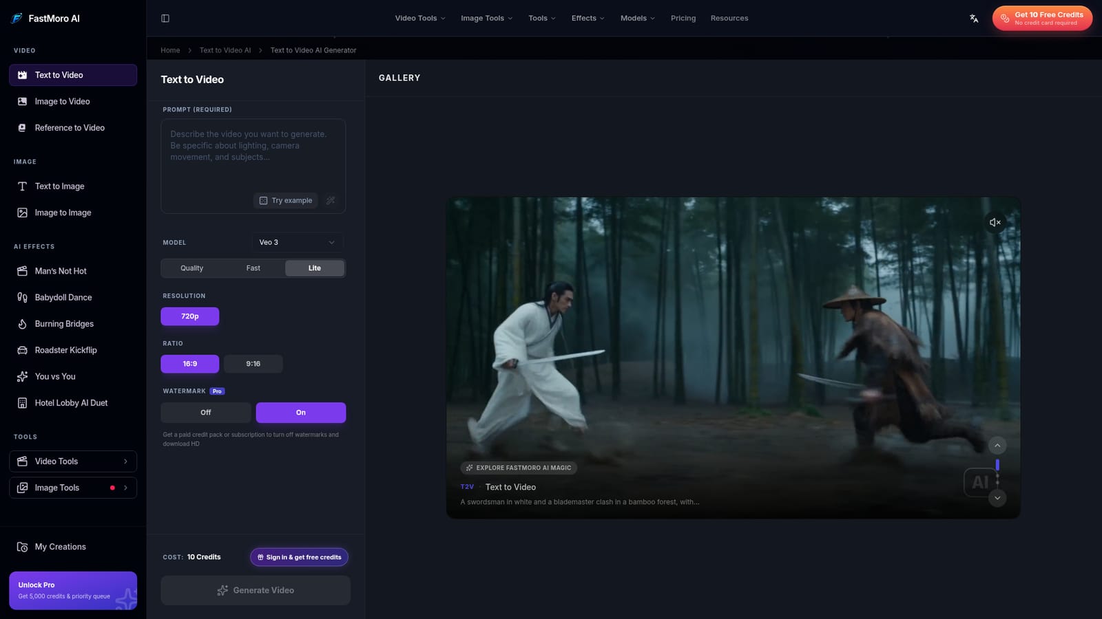 Fast Moro AI — Create an account and collect free credits