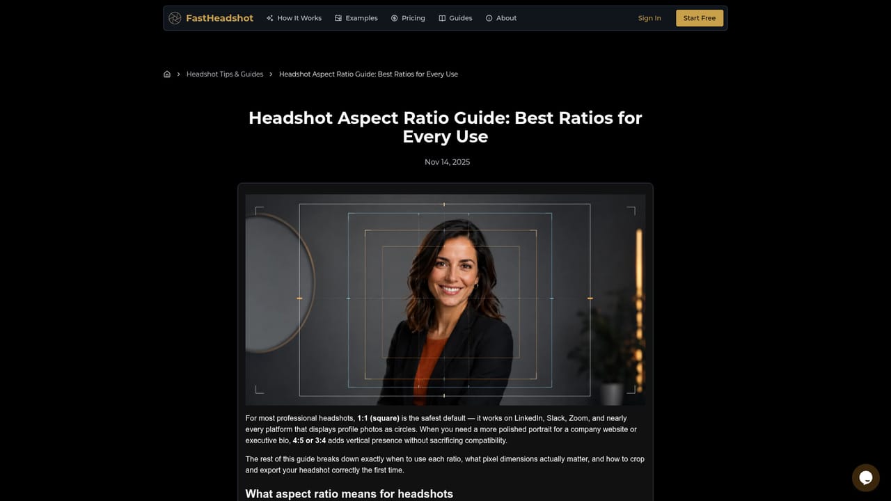 FastHeadshot — Pick a style and aspect ratio