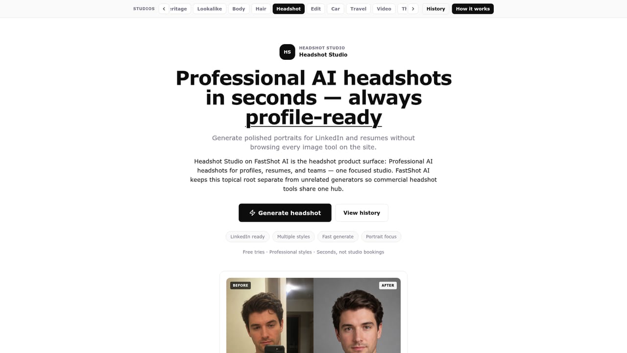 FastShot AI — Open the headshot studio
