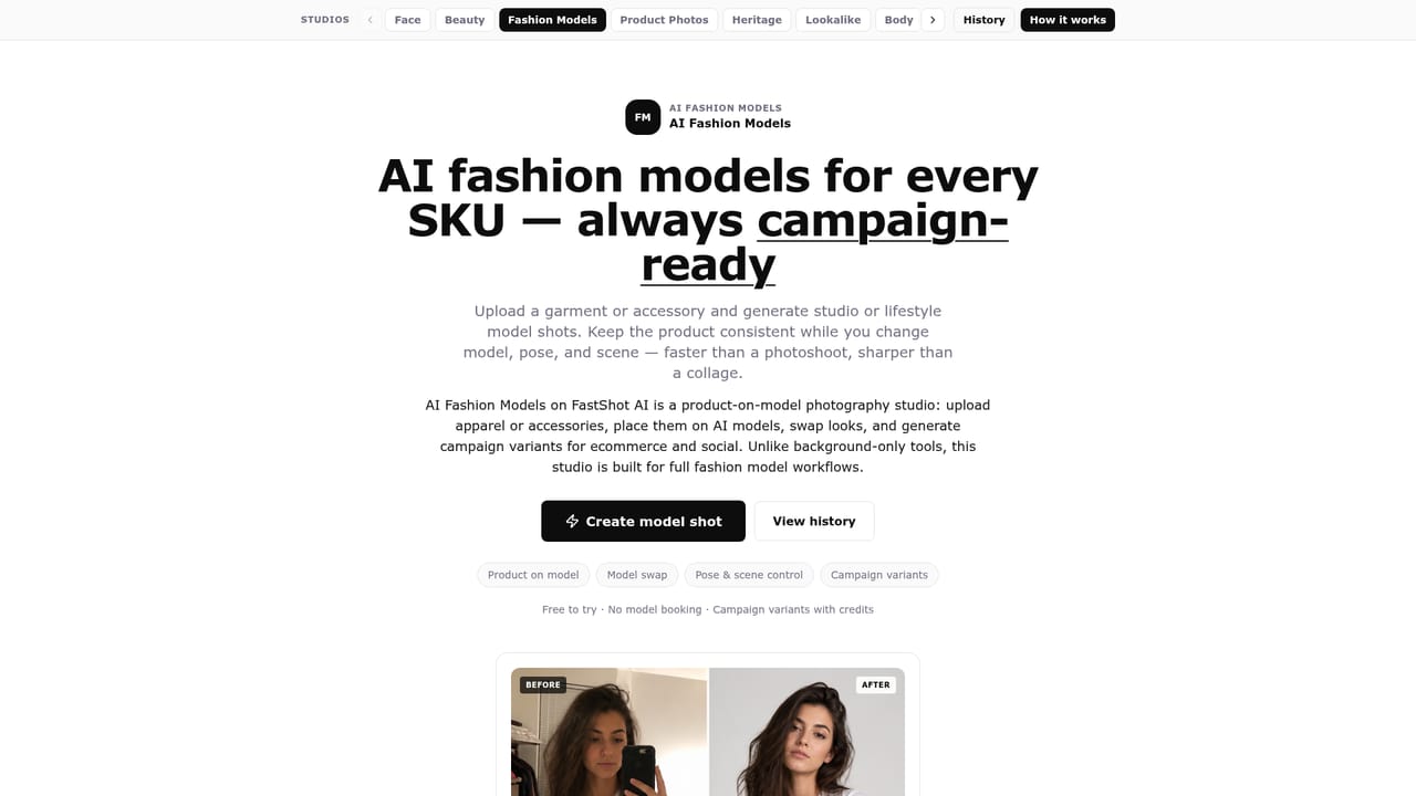 FastShot AI — Choose a style and background