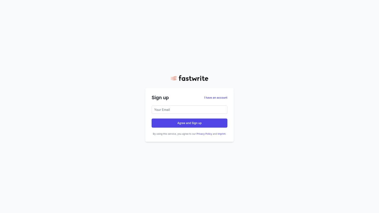 fastwrite — Create an account