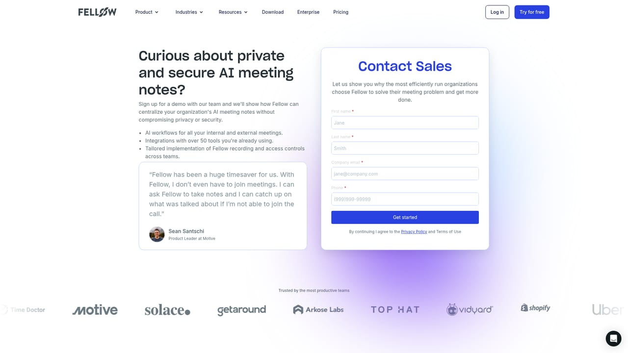 Fellow — Book a walkthrough with the sales team