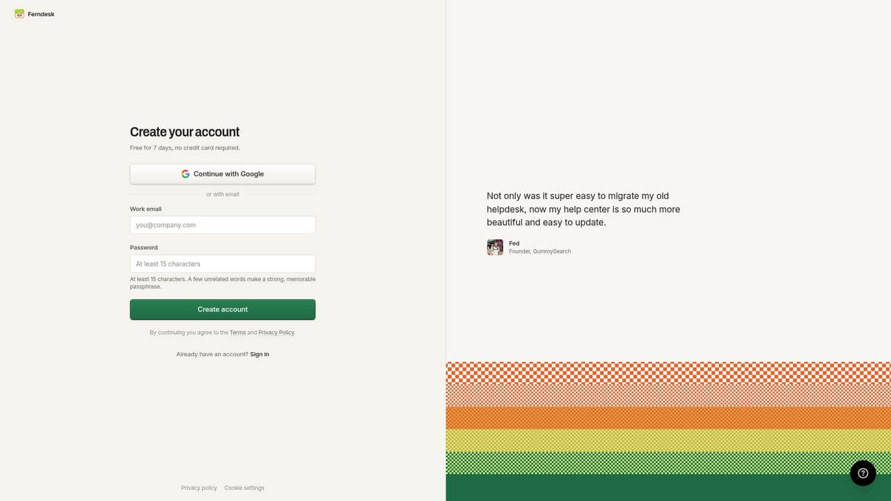 Ferndesk — Start the free trial