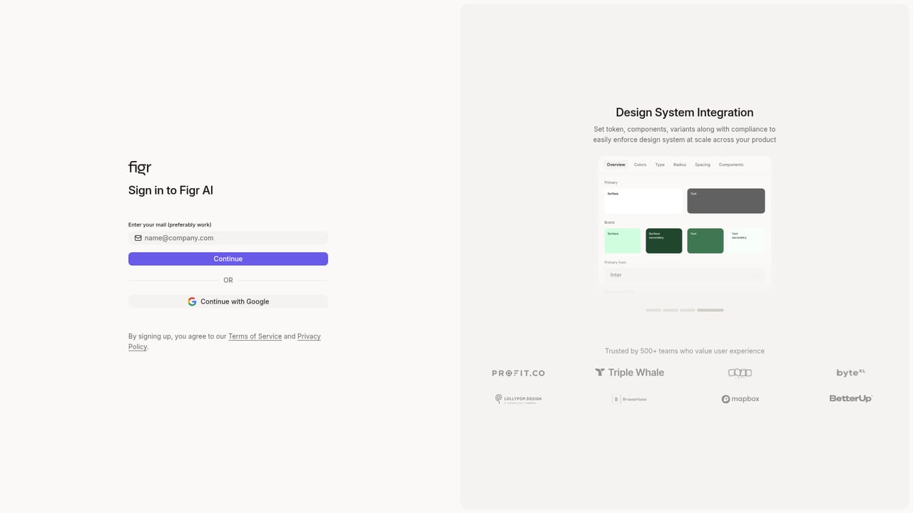 Figr AI — Sign up and open the workspace
