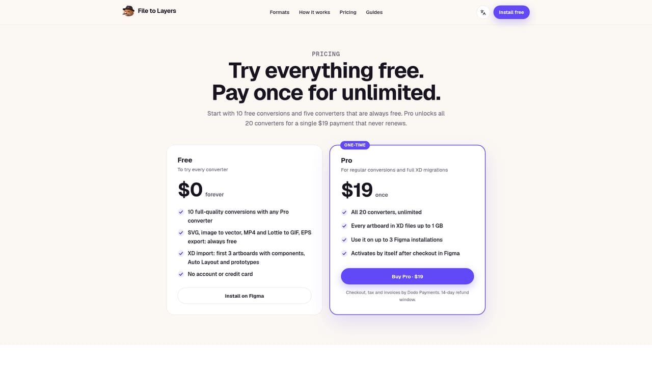 File to Layers — Upgrade to Pro for unlimited conversions
