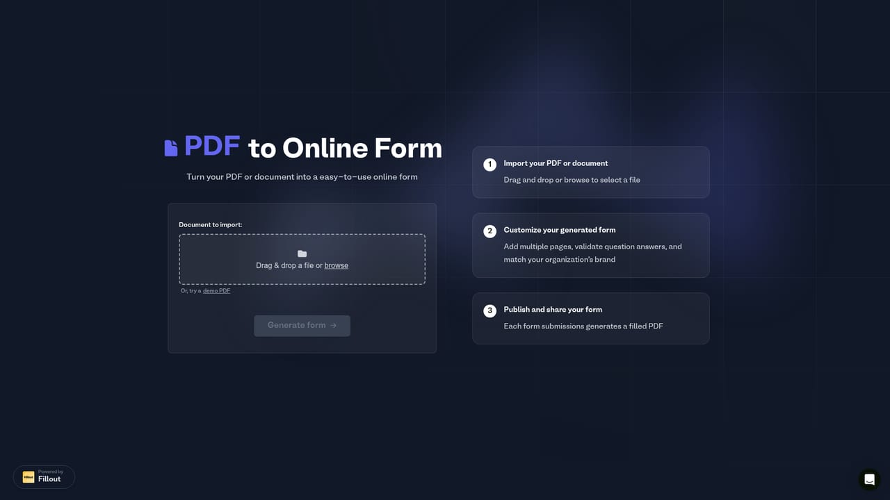 Fillout — Or bring an existing form across