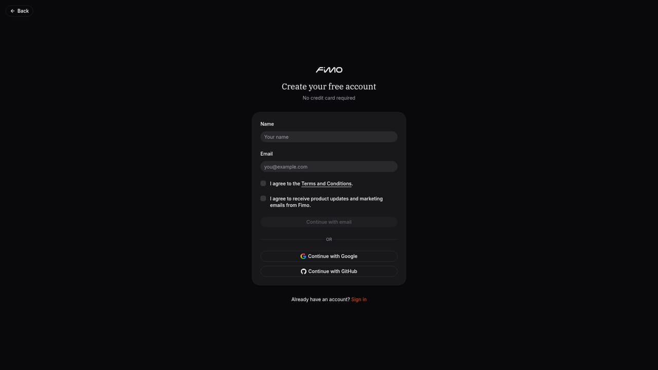 Fimo — Create a free account