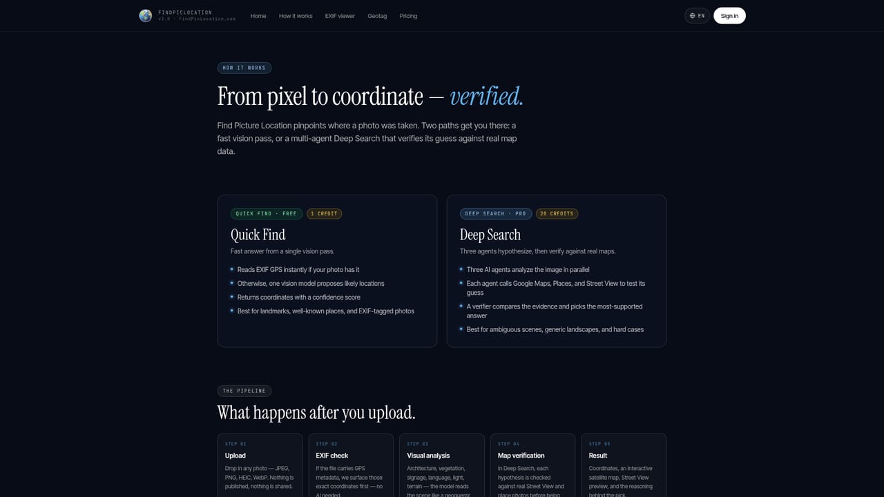 FindPicLocation — Verify on the map
