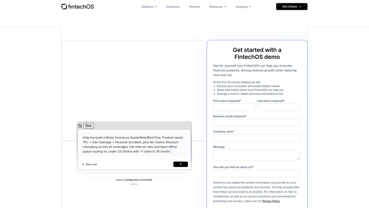 FintechOS — Request a guided demo