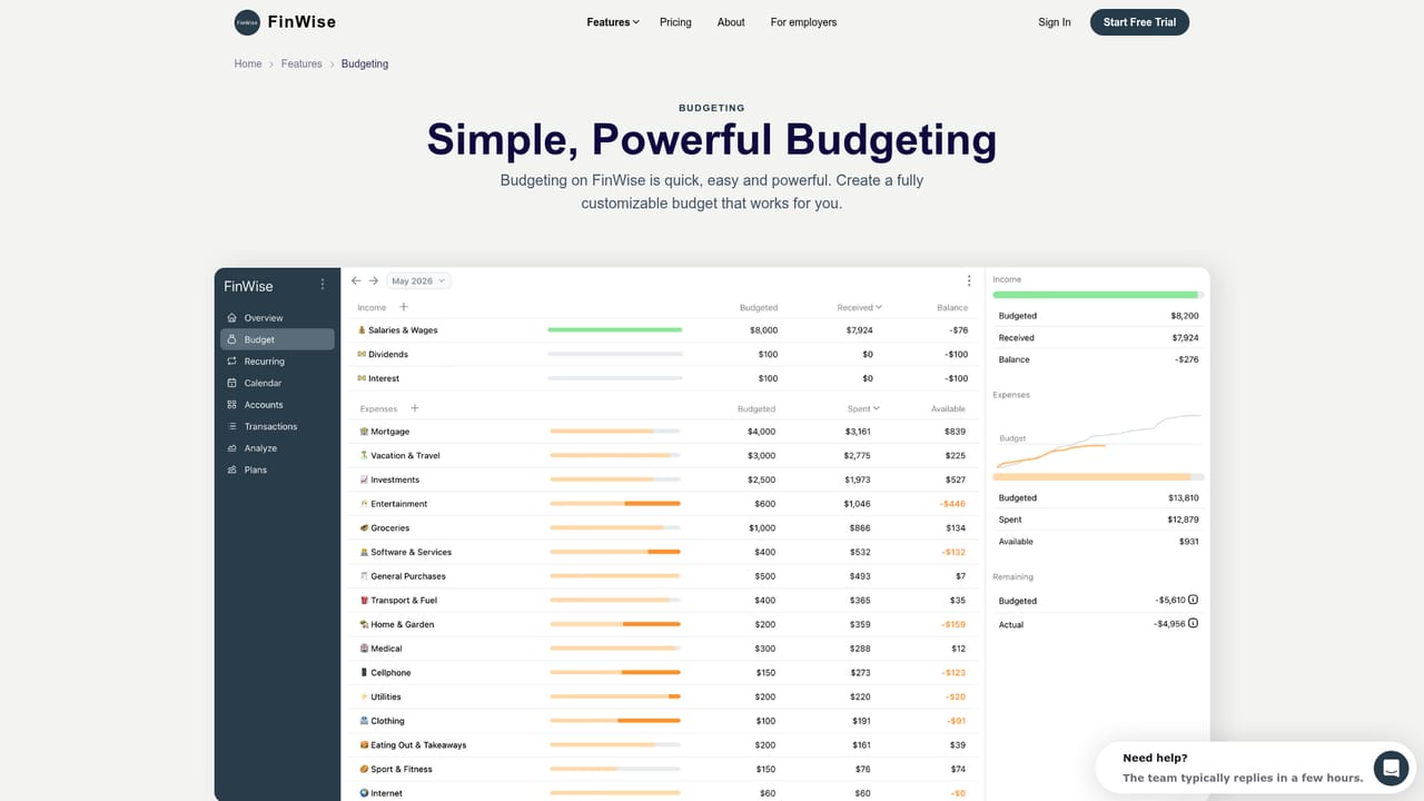 FinWise — Check budgets and plans alongside the chat