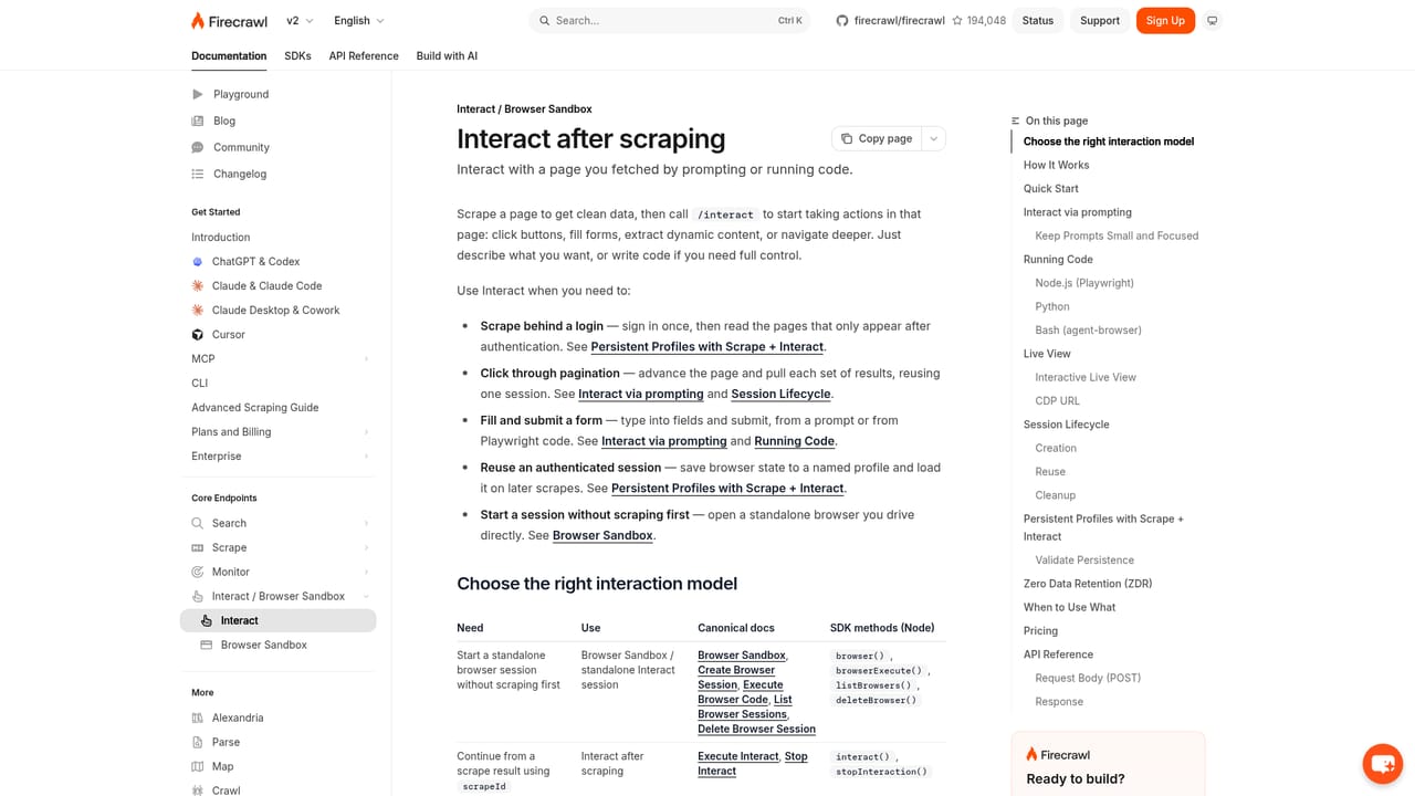 Firecrawl Interact — Choose prompt or code control