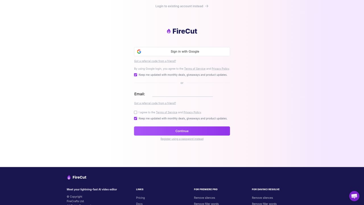FireCut — Check the host app and start the trial
