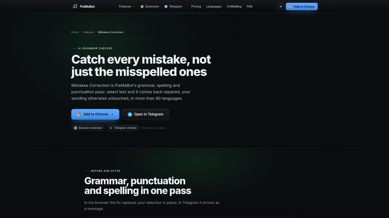 FixMeBot — Pick a tool and let it replace the selection