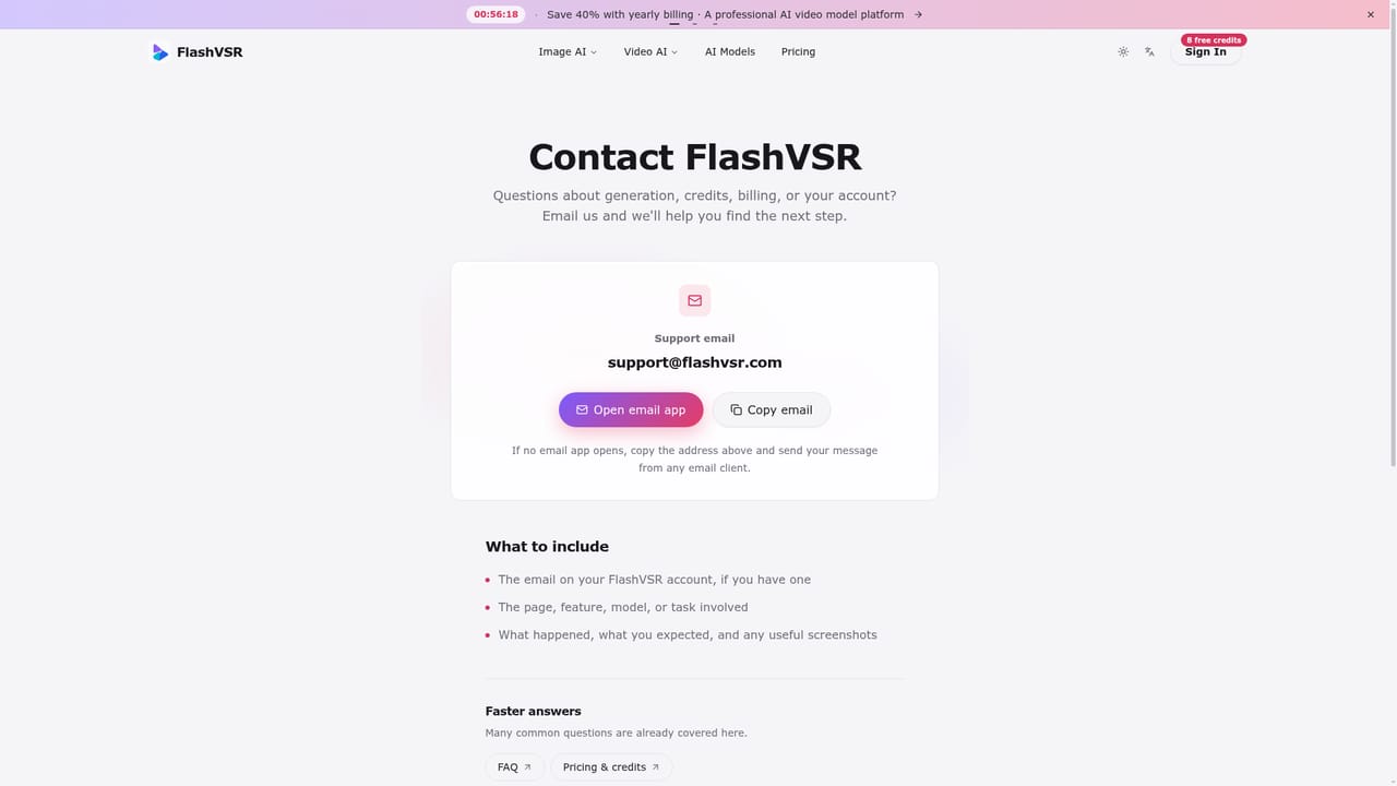 FlashVSR — Request API access on the Max plan