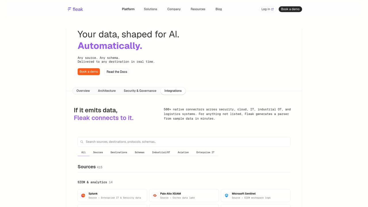 Fleak — Review the integration catalog