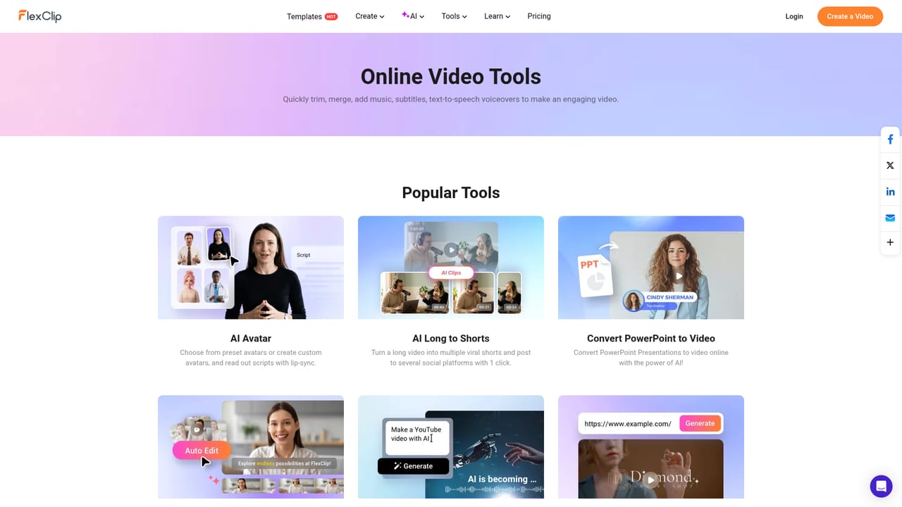 Flexclip — Prepare footage with single-purpose tools