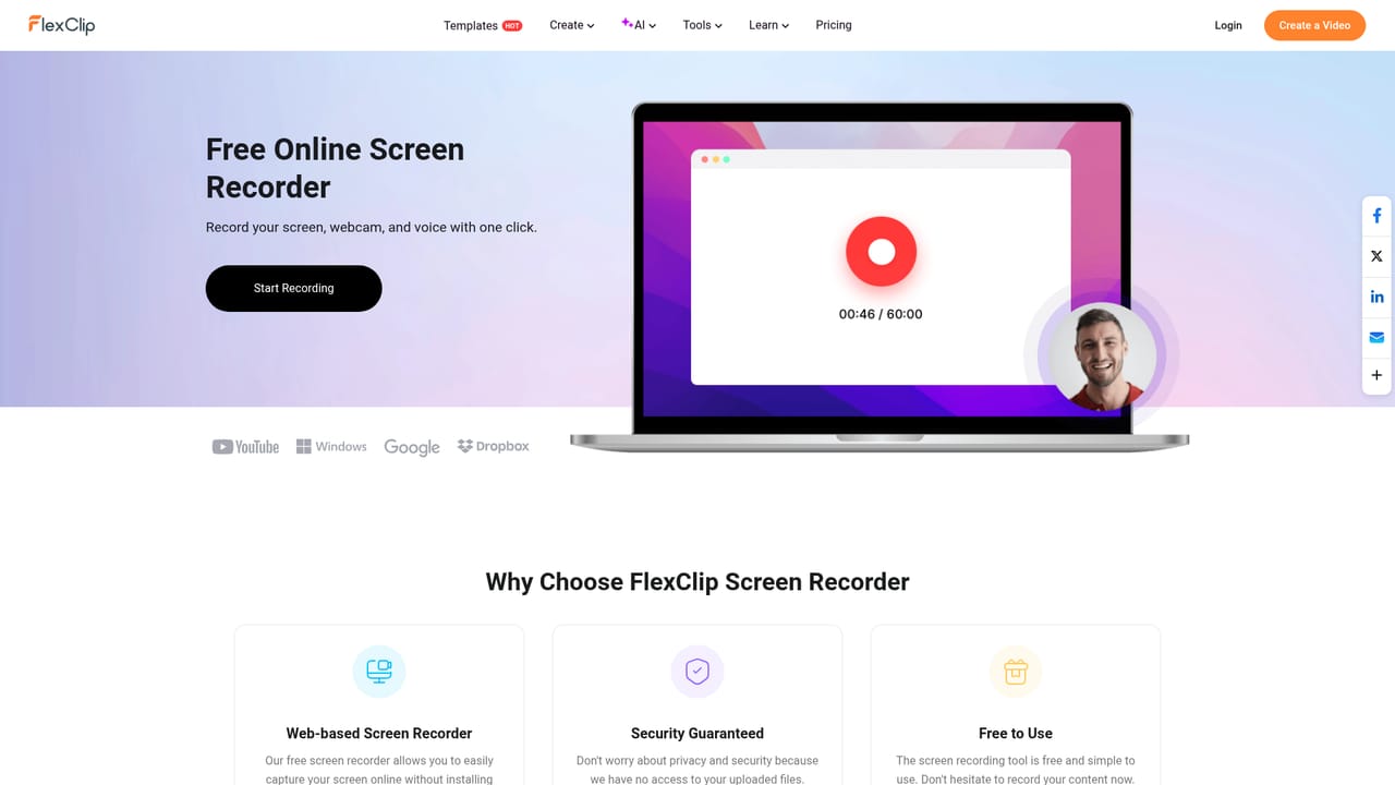 Flexclip — Record narration or a screen walkthrough