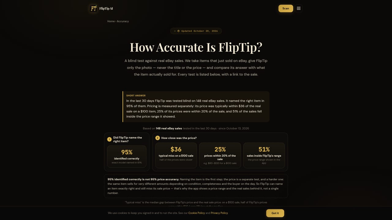 FlipTip AI — Check the identification against real sales