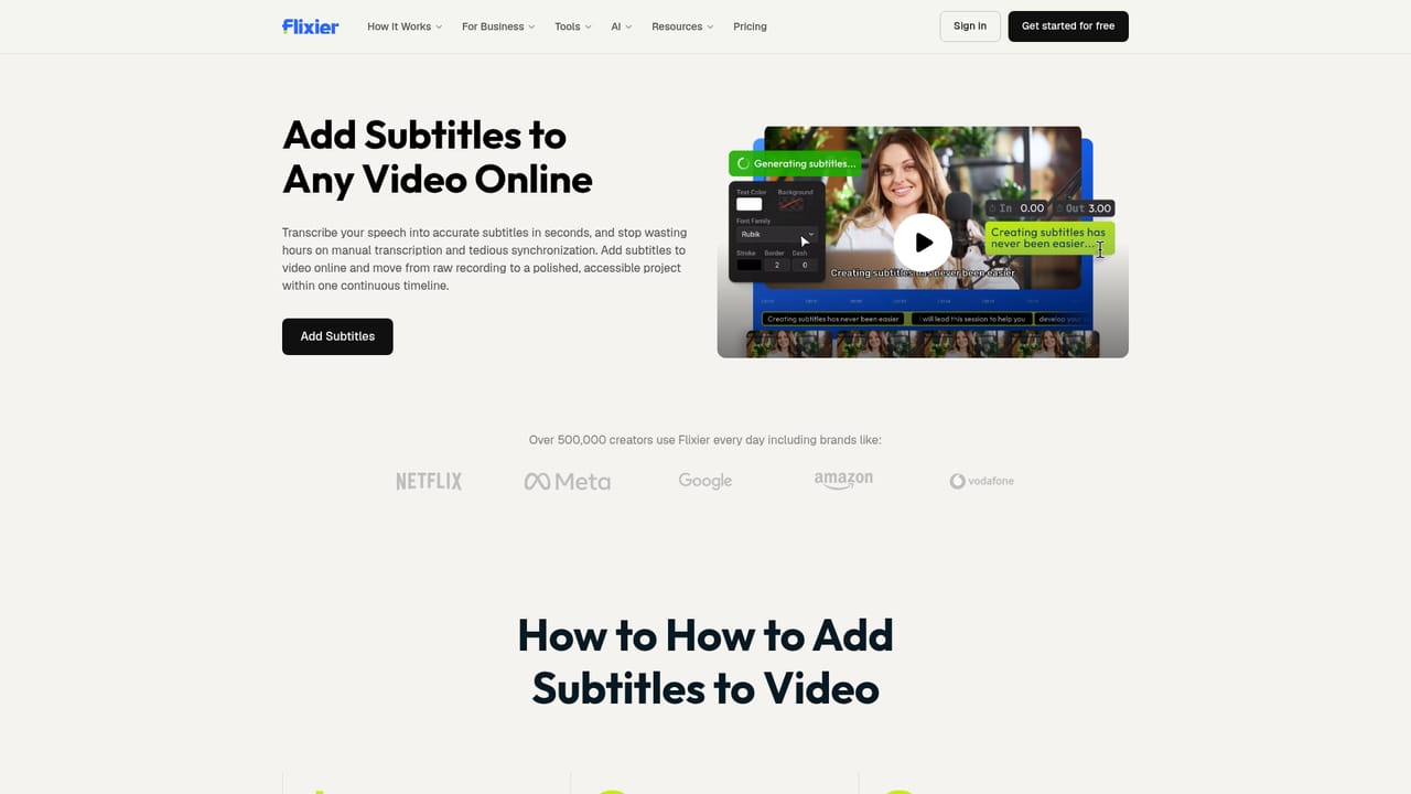 Flixier AI Video Editor — Add captions and polish