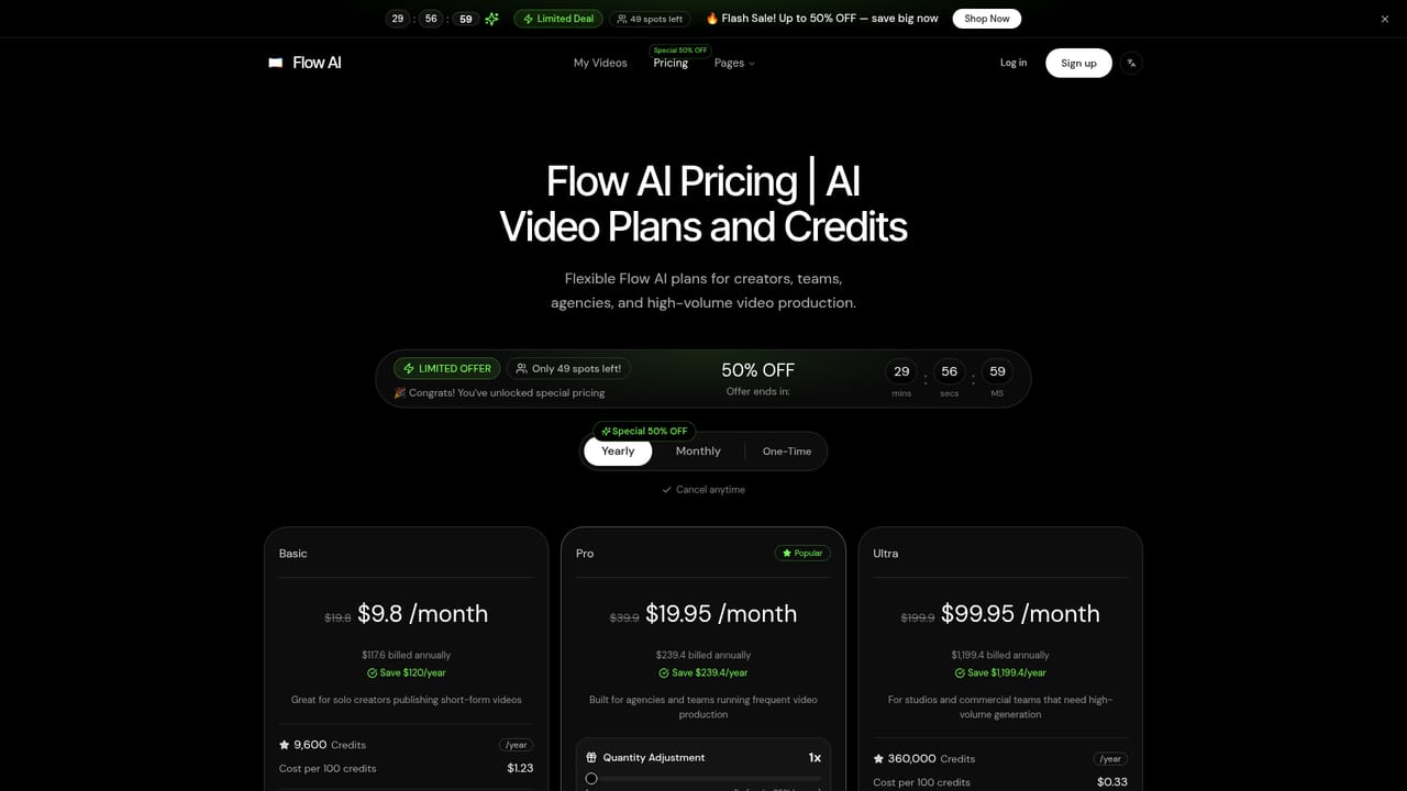 Flow AI — Compare plans for production needs