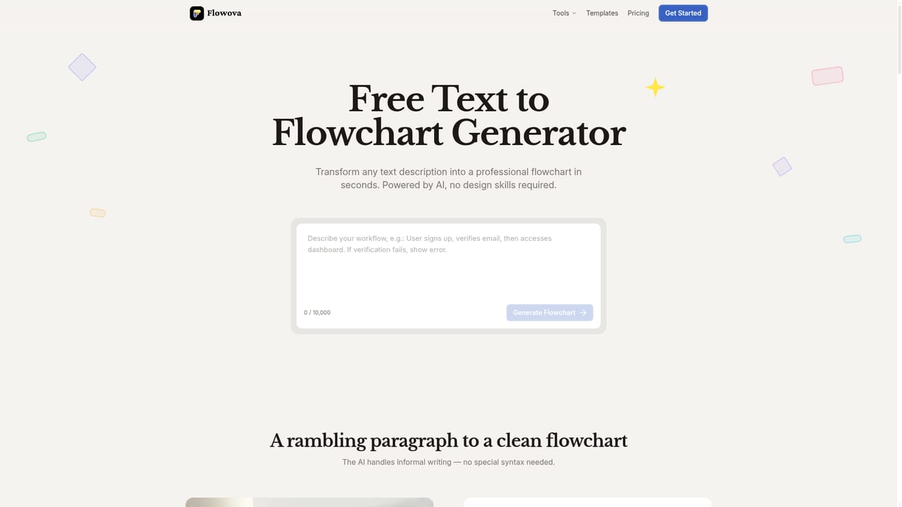 Flowova AI — Describe or upload the source